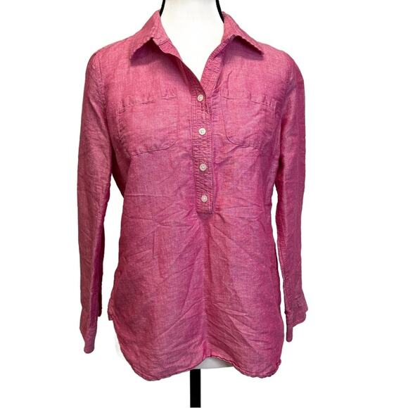 Talbots Pink Linen Blend Long Sleeve Button-Up Shirt - Petite Size - Picture 1 of 11